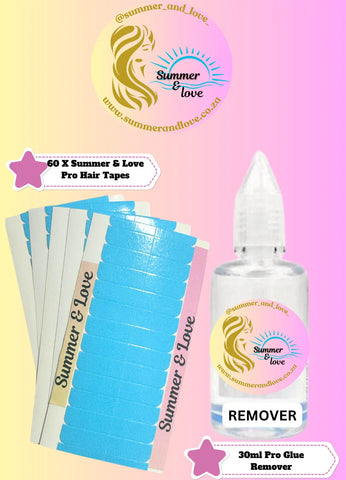 Hair Tape 60 & Remover 30ml Combo