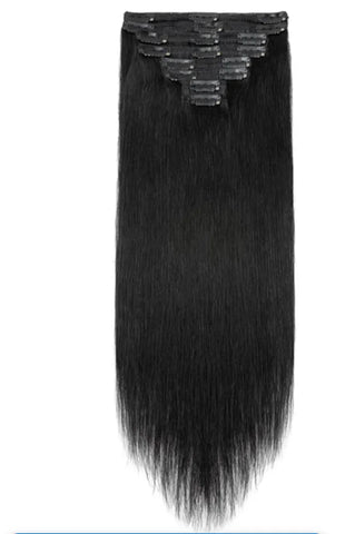 Clip Hair Extensions Black 100g Heat resistant
