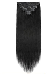 Clip Hair Extensions Black 100g Heat resistant
