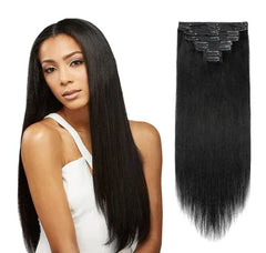 Clip Hair Extensions Black 100g Heat resistant