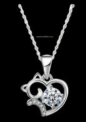 Cat Moissanite 0.5 CT Diamond with Sterling silver necklace