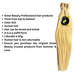 Blonde Human Hair Weft  Double Drawn 90g (Great Beauty)