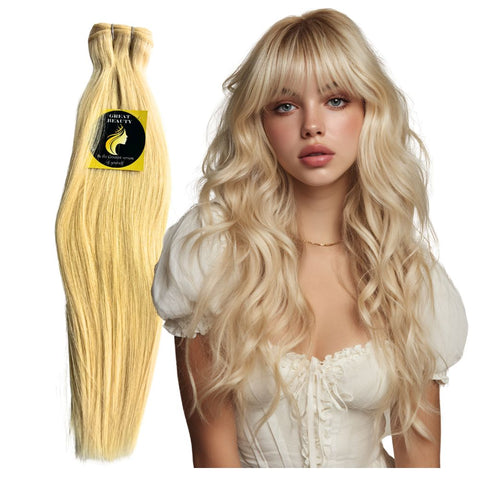 Blonde Human Hair Weft  Double Drawn 90g (Great Beauty)