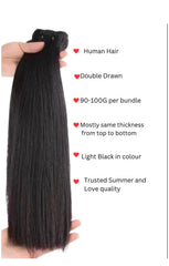 Hair Bundles (Double Drawn) Remy  Light Black with a Brown Undertone 90-100g