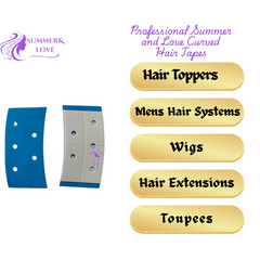 Pro. Hair Tapes Curved 2.2cm x 4cm (Summer & Love) 36 Pieces Blue