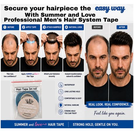 Summer and Love Professional Men's Hair System Tape Strong Hold 3m x 2cm
